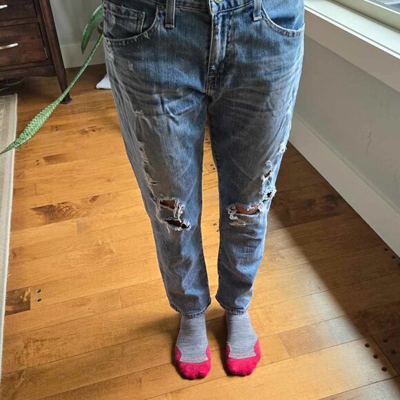 AG jeans, ex-boyfriend slim distressed jeans. - Picture 7 of 8